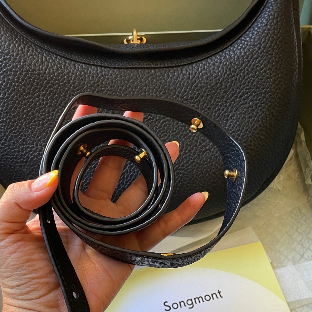 Songmont Luna Onyx Shoulder Bag with Gold Accents - Picture 11 of 14